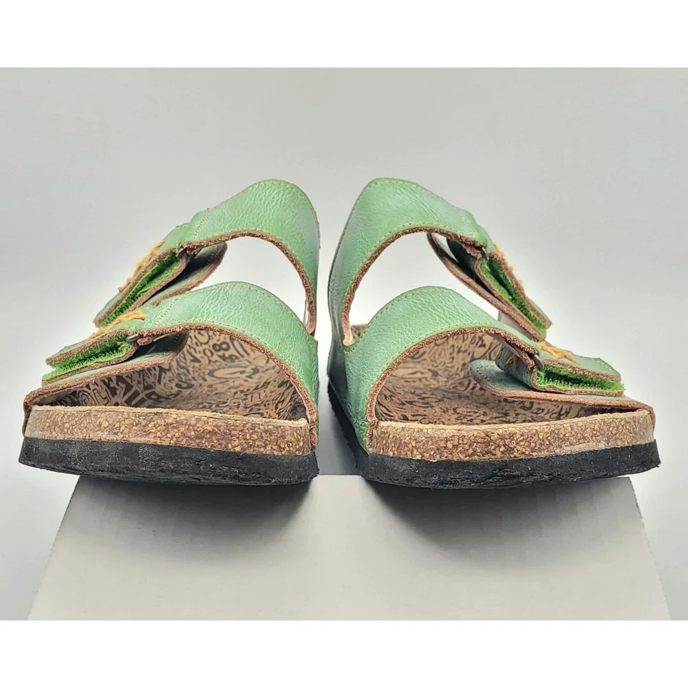 TMA Eyes Green Cork Bed Sandals Size 9 (EU 40) Hand Stitched Comfort Slides - Picture 7 of 11